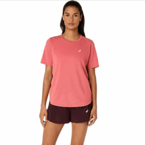 ASICS Women's Silver Short Sleeve Top (Dark Pink Clay)